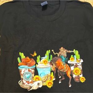 Black Cowboy Graphic Kids Shirt